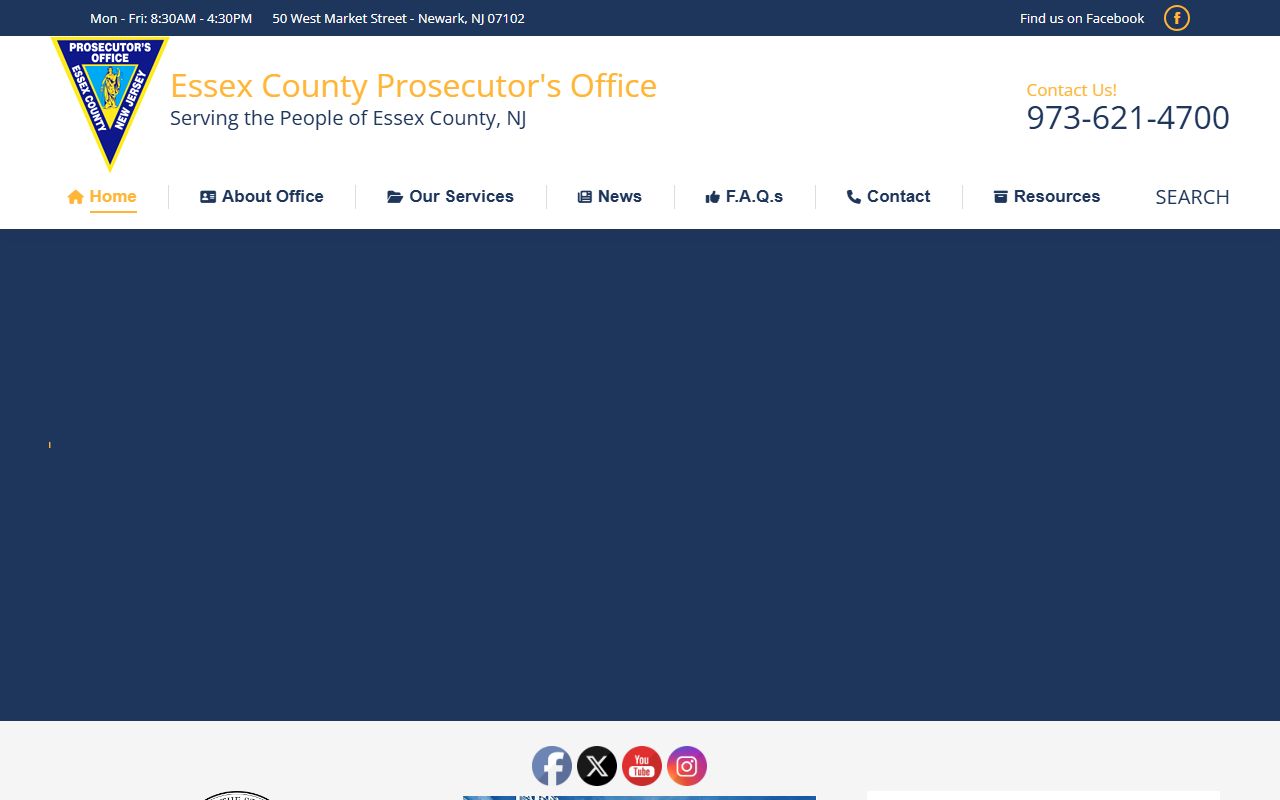Essex County Prosecutor's Office site for Essex County arrest records and criminal cases