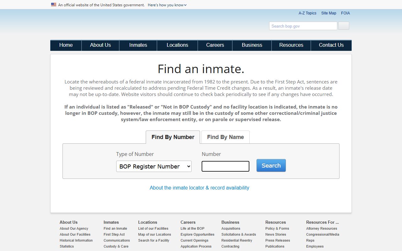 Federal Bureau of Prisons inmate locator for Essex County federal custody searches