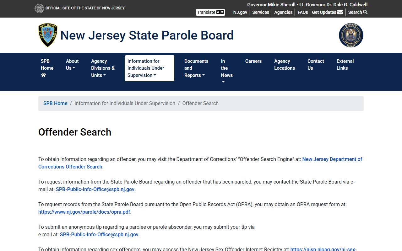 New Jersey offender search links used alongside Essex County inmate records