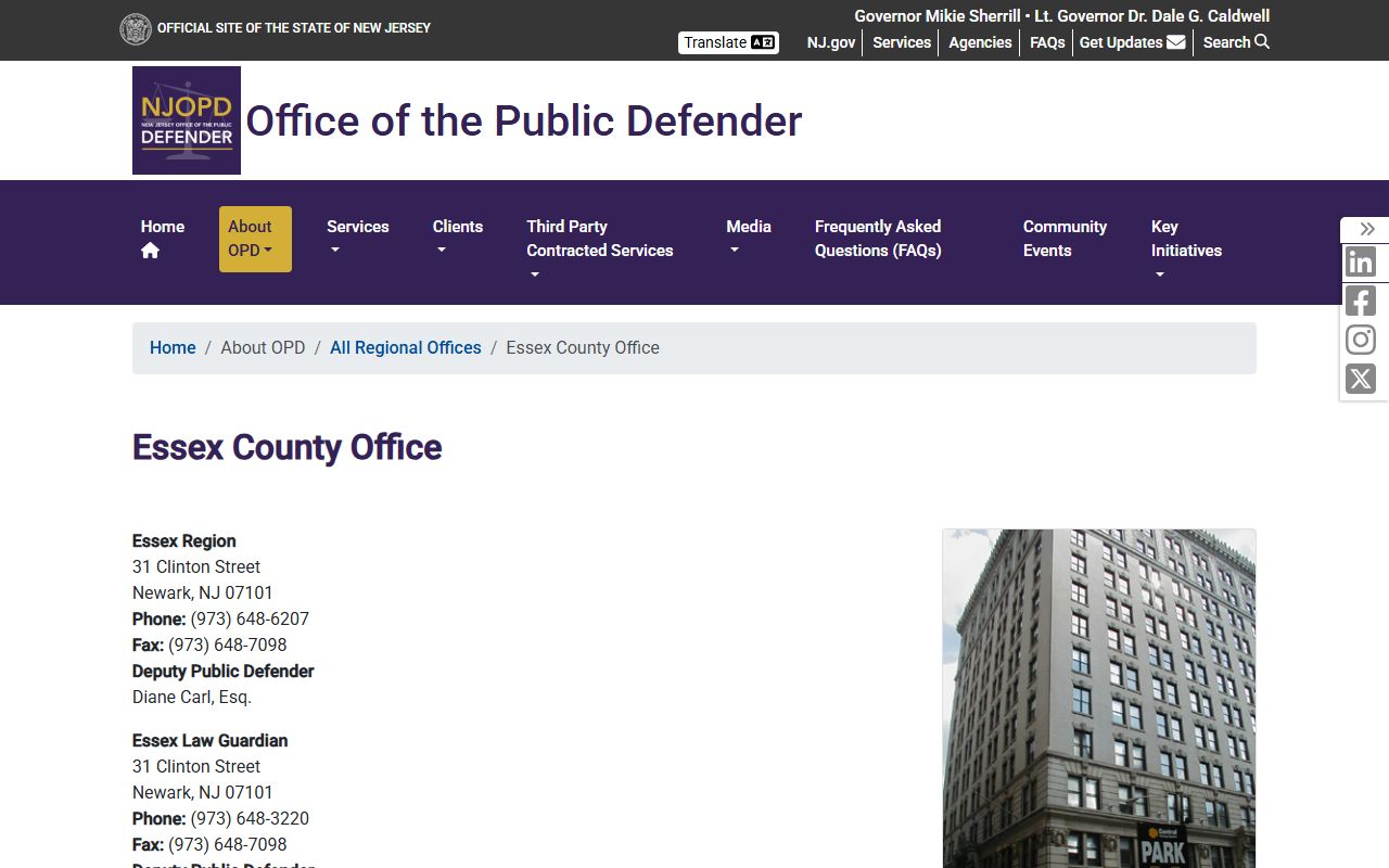 New Jersey Public Defender Essex Region office for Essex County arrest and criminal cases