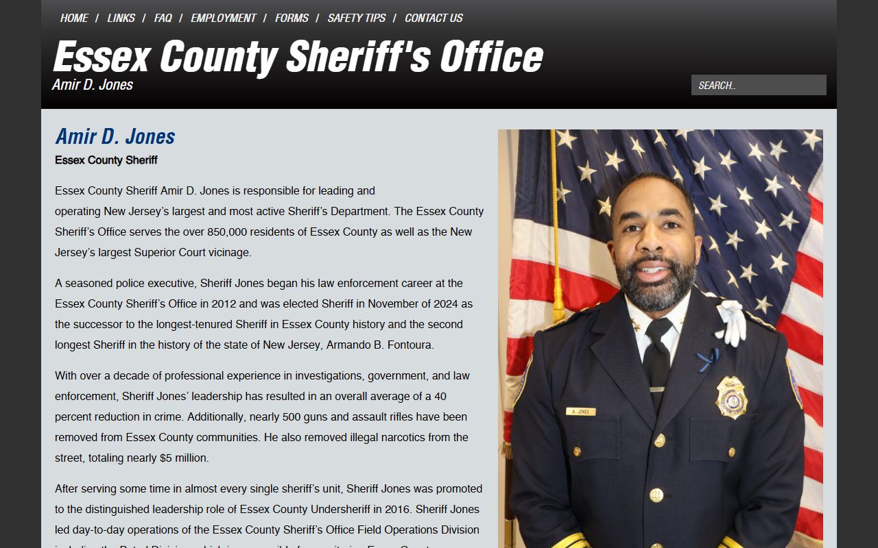 Essex County Sheriff bio page tied to Essex County warrant records